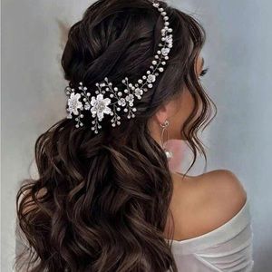 1pc Bride Wedding White Pearls Handmade Soft Twisted Beaded Hairband Headpiece